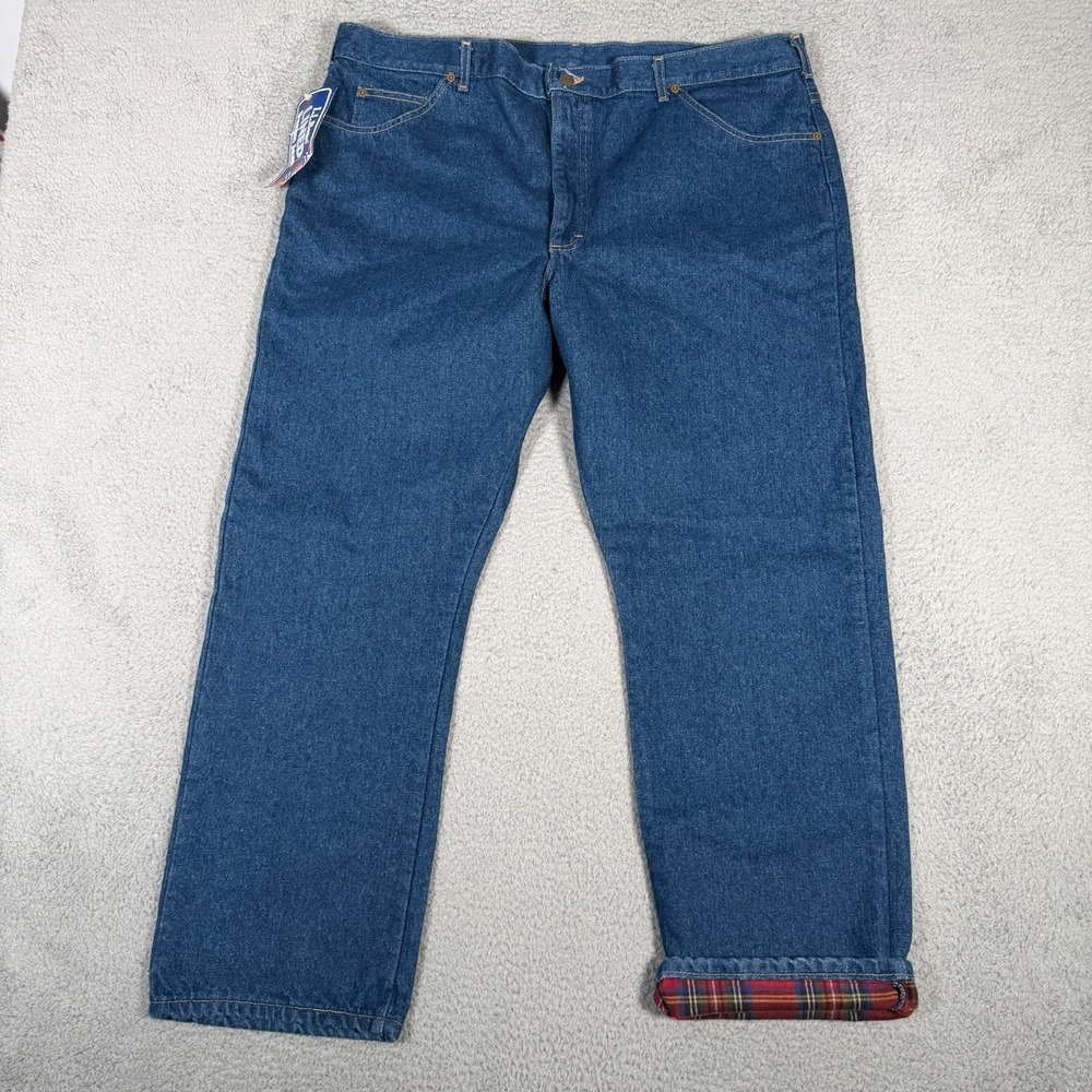 Vtg LL Bean Jeans Mens 44x30 (Fit 42) Flannel Lined Denim Union Made Blue New